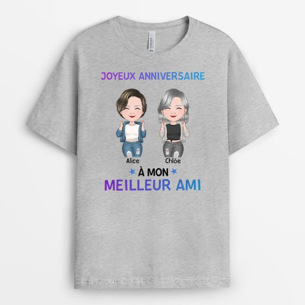 T-shirt Joyeux Anniversaire A Meilleure Amie Personnalise