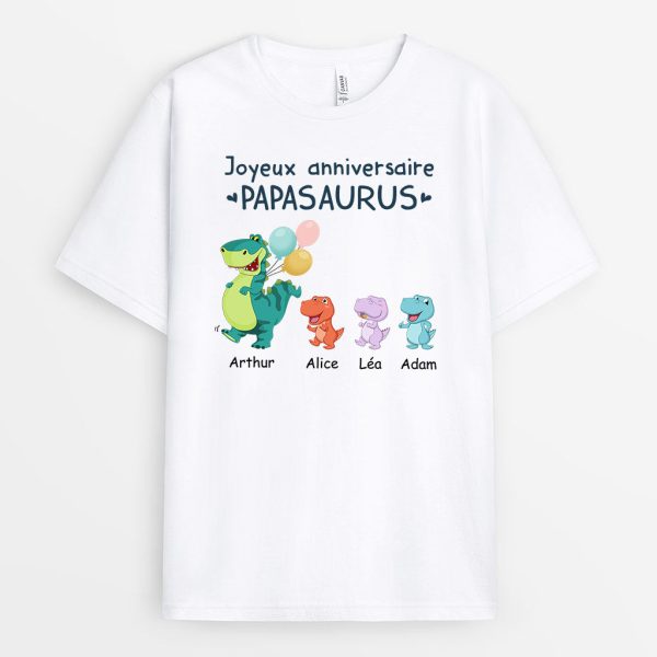 T-shirt Joyeux Anniversaire Papasaurus Personnalise