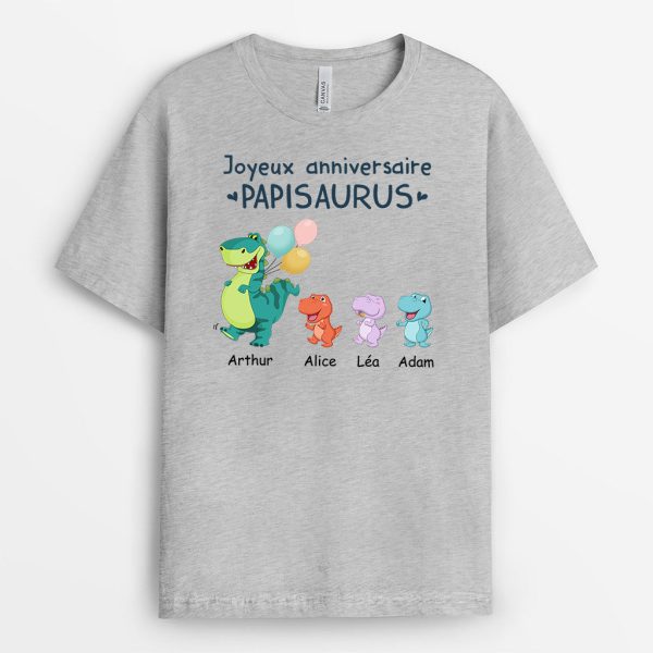 T-shirt Joyeux Anniversaire Papasaurus Personnalise