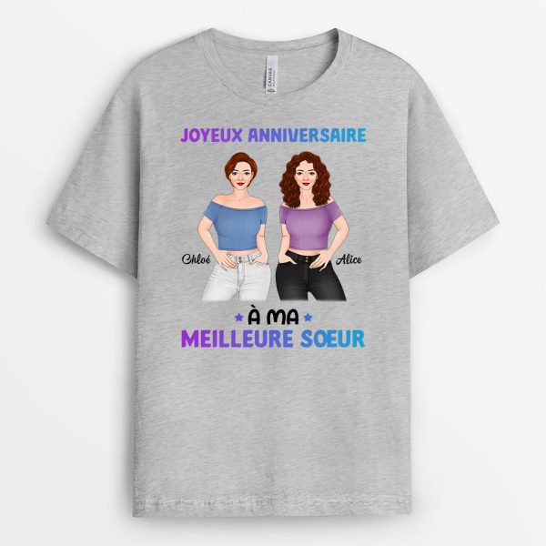 T-shirt Joyeux Anniversaire a Ma Meilleure Soeur Personnalise