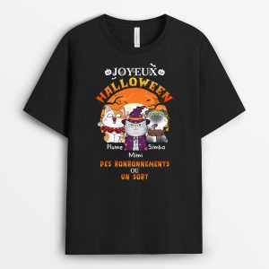 T-shirt Joyeux Halloween Des Ronronnements Ou Un Sort Personnalise T-shirt Joyeux Halloween Des Ronronnements Ou Un Sort Personnalise