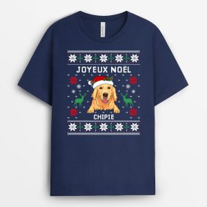 T-shirt Joyeux Noel Chien Flocon de Neige Personnalise