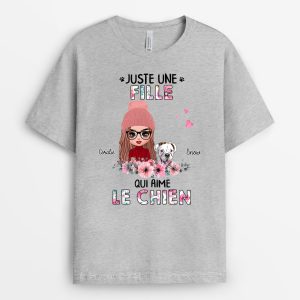 T-shirt Juste Une Femme Qui Aime Le Chien Personnalise T-shirt Juste Une Femme Qui Aime Le Chien Personnalise