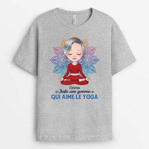 T-shirt Juste Une Femme, Qui Aime Le Yoga Personnalise T-shirt Juste Une Femme, Qui Aime Le Yoga Personnalise