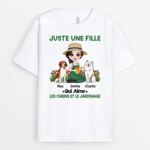 T-shirt Juste Une Femme, Qui Aime Les Chiens Et Le Jardinage Personnalise T-shirt Juste Une Femme, Qui Aime Les Chiens Et Le Jardinage Personnalise