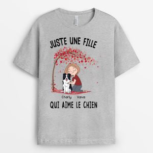 T-shirt Juste Une Fille Qui Aime Le Chien Arbre Personnalise T-shirt Juste Une Fille Qui Aime Le Chien Arbre Personnalise