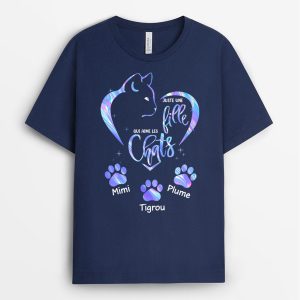 T-shirt Juste Une Fille Qui Aime Les Chats Empreintes Personnalise