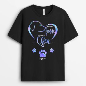 T-shirt Juste Une Fille Qui Aime Les Chiens Empreintes Personnalise T-shirt Juste Une Fille Qui Aime Les Chiens Empreintes Personnalise