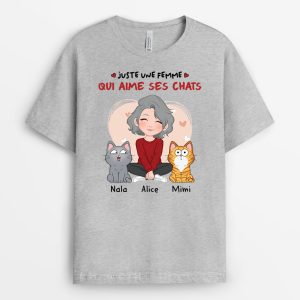 T-shirt Juste Une Fille Qui Aime Ses Chats Personnalise T-shirt Juste Une Fille Qui Aime Ses Chats Personnalise