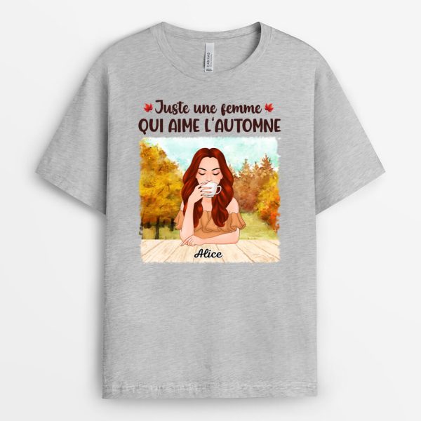 T-shirt Juste Une FilleFemme Qui Aime L’automne Personnalise