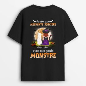 T-shirt Juste Une Mechante Sorciere Avec Son Monstre Personnalise T-shirt Juste Une Mechante Sorciere Avec Son Monstre Personnalise