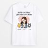 T-shirt Juste une fille qui aime les chats Cœur Personnalise