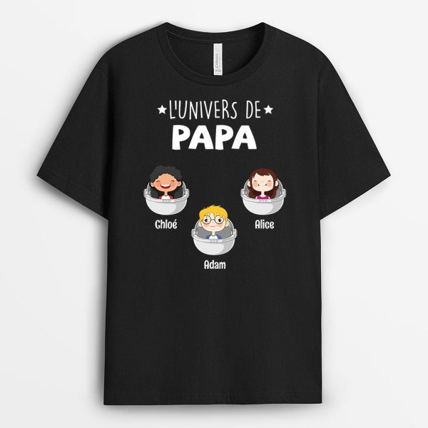 T-shirt L’Univers de Papa Papi Vaisseau Spatial Personnalise