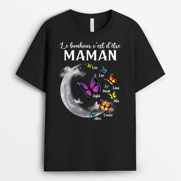 T-shirt La Bonheur C’Est D’Etre Mamie Version Lune Personnalise