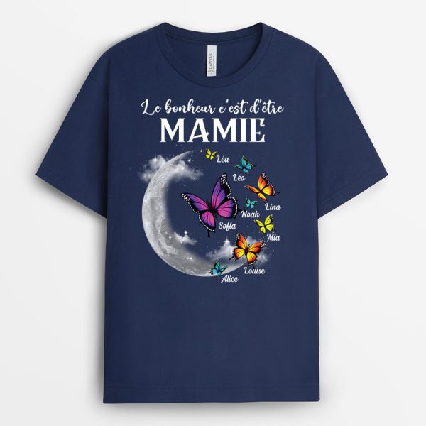 T-shirt La Bonheur C’Est D’Etre Mamie Version Lune Personnalise