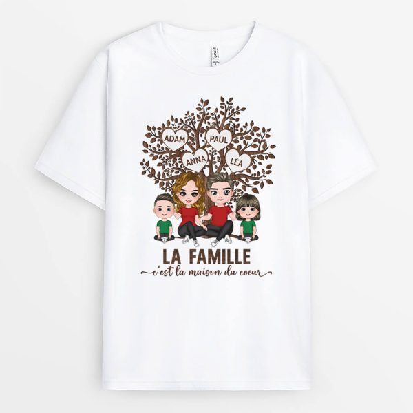 T-shirt La Famille C’Est La Maison Du Coeur Personnalise