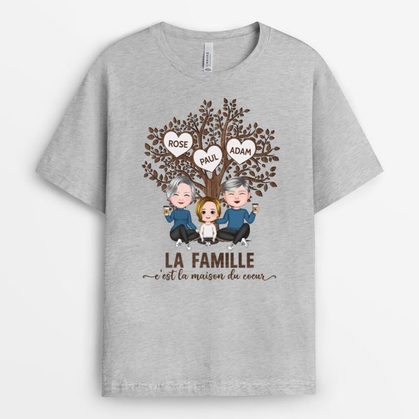 T-shirt La Famille C’Est La Maison Du Coeur Personnalise