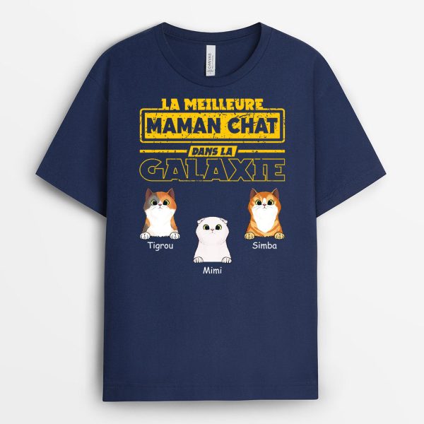 T-shirt La Meilleur Maman Chat Dans La Galaxie Personnalise