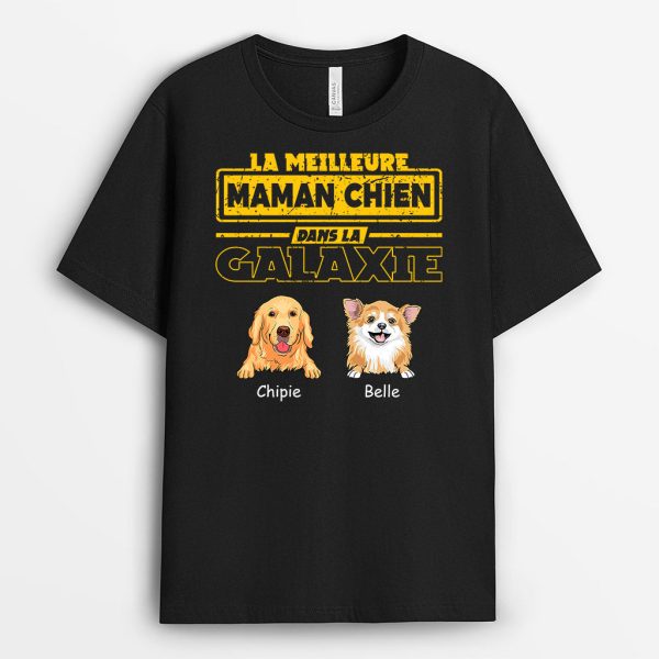 T-shirt La Meilleur Maman Chien Dans La Galaxie Personnalise