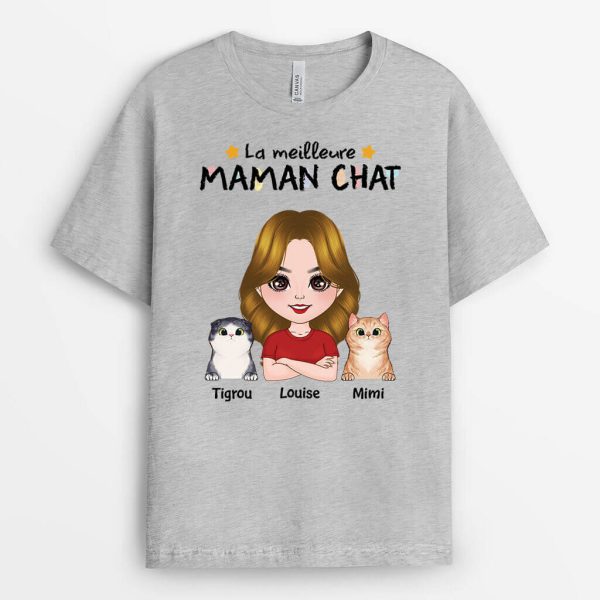 T-shirt La Meilleure Maman Chat De Tous Les Temps Personnalise