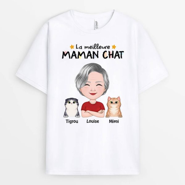 T-shirt La Meilleure Maman Chat De Tous Les Temps Personnalise