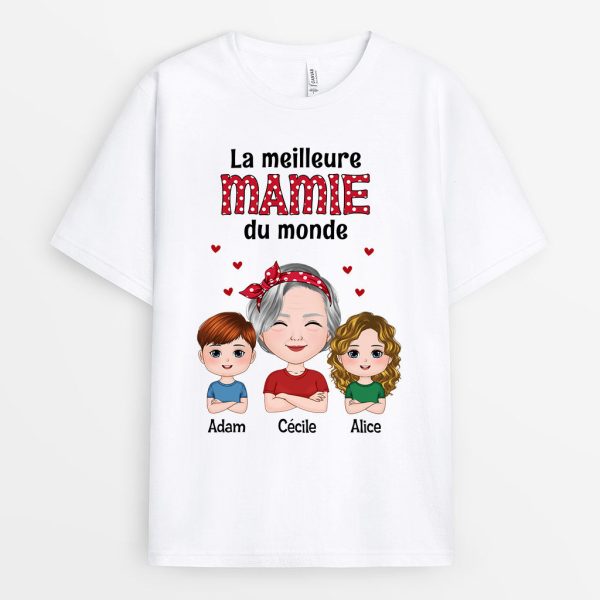 T-shirt La Meilleure Mamie Maman Du Monde Personnalise