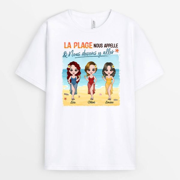 T-shirt La Plage Nous Appelle Personnalise