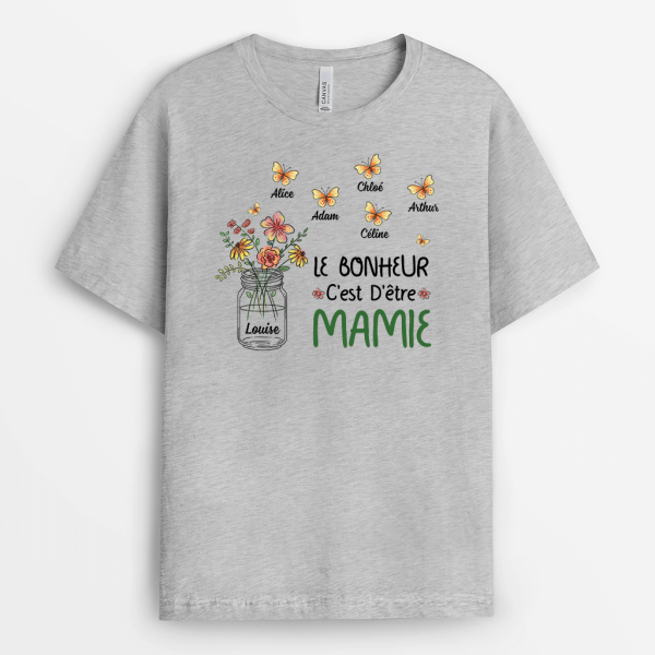 T-shirt Le Bonheur C’Est D’Etre Maman Floral Personnalise