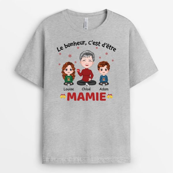 T-shirt Le Bonheur C’est D’etre Maman Version Noel Personnalise