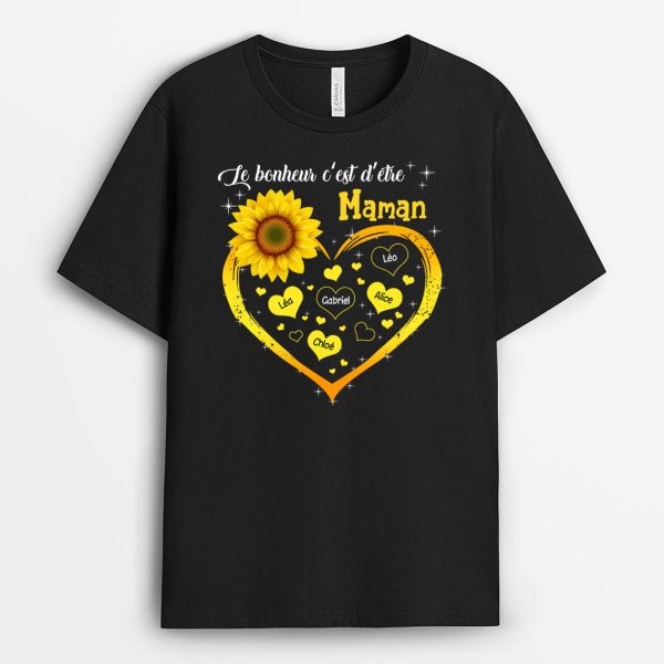 T-shirt Le Bonheur De Mamie Maman Tournesol Personnalise