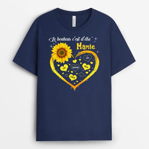 T-shirt Le Bonheur De Mamie Maman Tournesol Personnalise