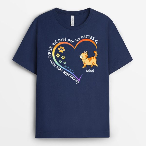 T-shirt Le Chemin Vers Mon Coeur Chat Marche Personnalise