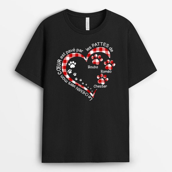 T-shirt Le Chemin Vers Mon Coeur Empreintes Careaux Personnalise