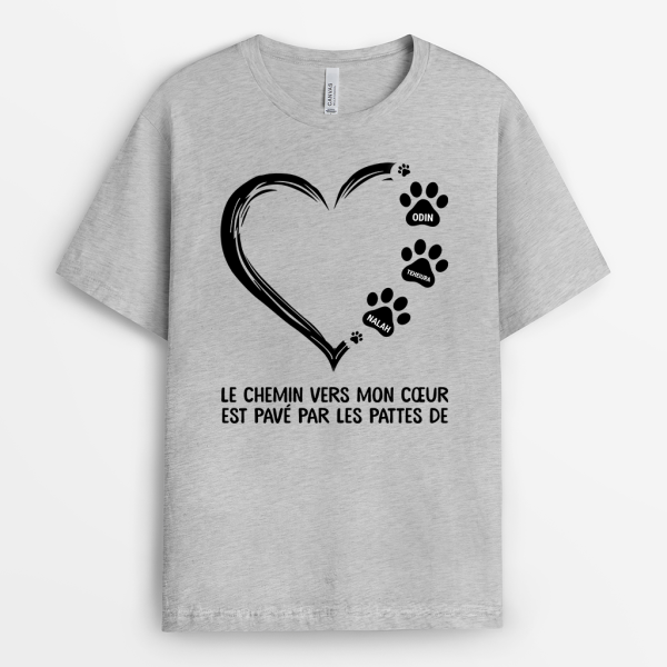 T-shirt Le Chemin Vers Mon Coeur Empreintes Personnalise