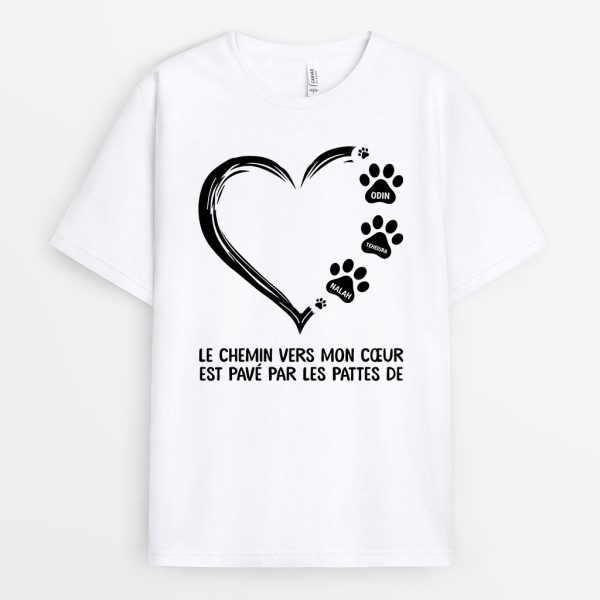 T-shirt Le Chemin Vers Mon Coeur Empreintes Personnalise