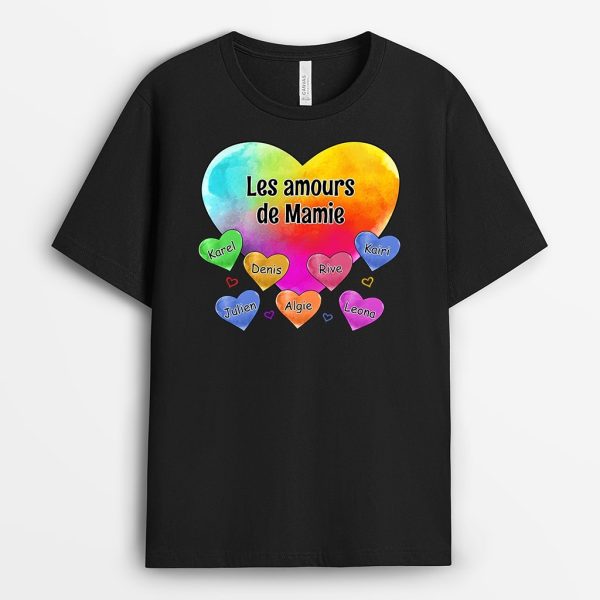 T-shirt Le Coeur De Maman Mamie Cœur Colore Personnalise