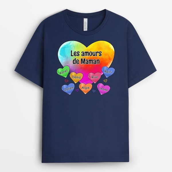 T-shirt Le Coeur De Maman Mamie Cœur Colore Personnalise