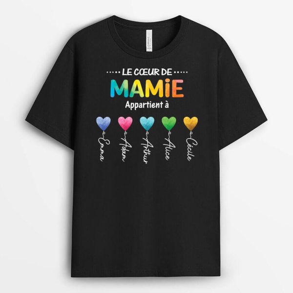 T-shirt Le Coeur De MamanMamie Appartient A Personnalise