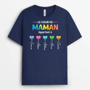 T-shirt Le Coeur De MamanMamie Appartient A Personnalise T-shirt Le Coeur De MamanMamie Appartient A Personnalise