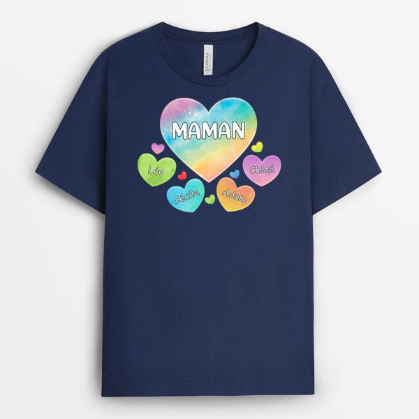 T-shirt Le Coeur de Maman Mamie Coeur D’Enfants Personnalise