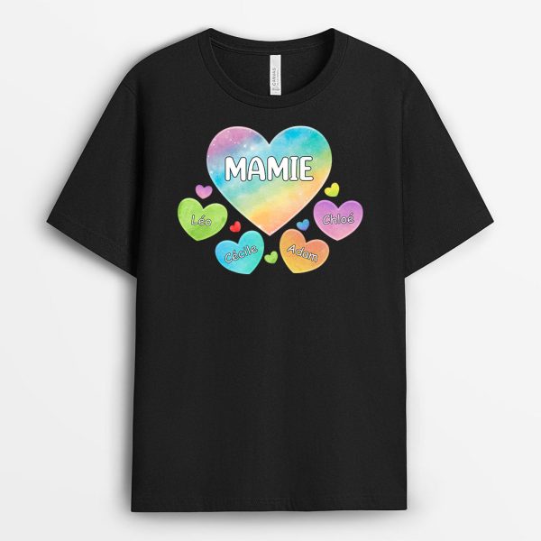 T-shirt Le Coeur de Maman Mamie Coeur D’Enfants Personnalise