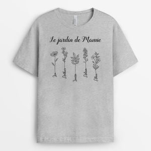 T-shirt Le Jardin de Fleurs de Maman Mamie Personnalise T-shirt Le Jardin de Fleurs de Maman Mamie Personnalise