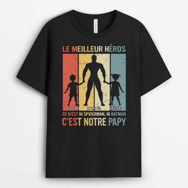 T-shirt Le Meilleur Heros C’Est Mon Papa Personnalise