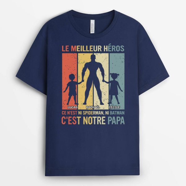 T-shirt Le Meilleur Heros C’Est Mon Papa Personnalise