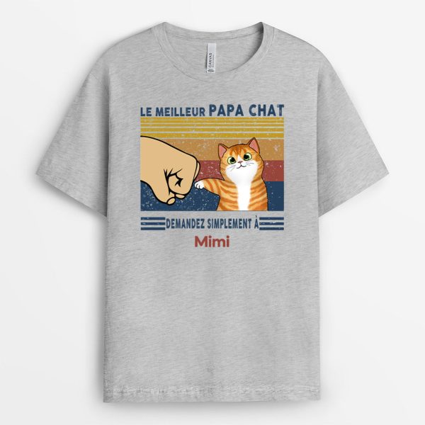 T-shirt Le Meilleur Papa Chat Demandez Poing Personnalise