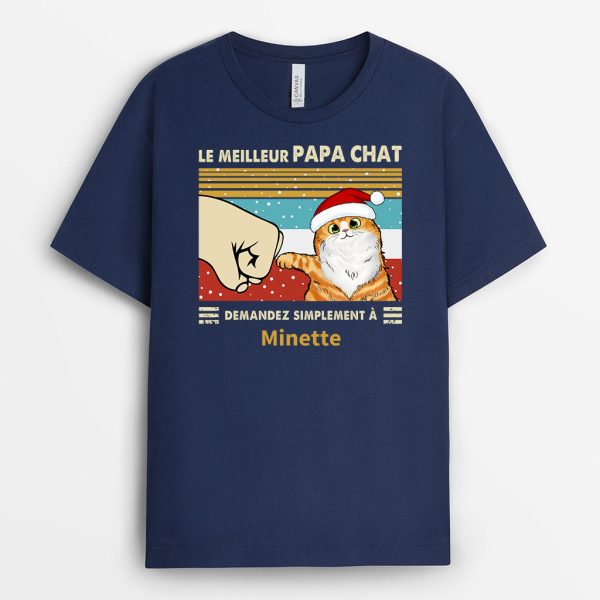 T-shirt Le Meilleur Papa Chat Poing Personnalise