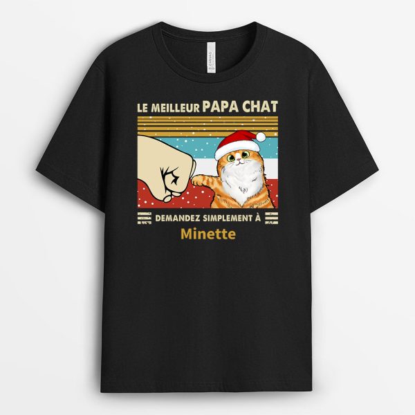 T-shirt Le Meilleur Papa Chat Poing Personnalise