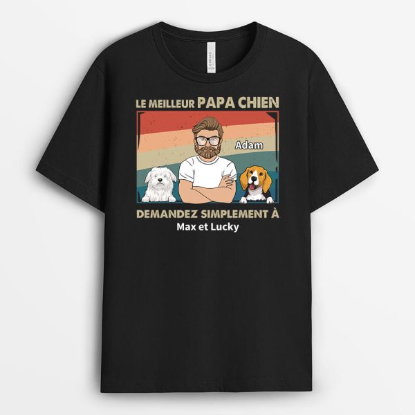 T-shirt Le Meilleur Papa Chien Du Monde Personnalise