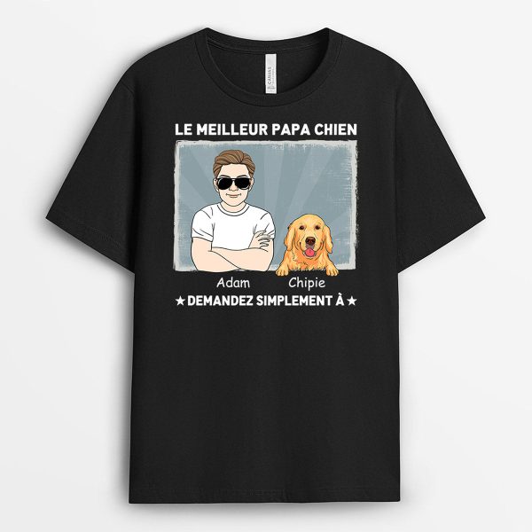 T-shirt Le Meilleur Papa Chien Homme et Chien Personnalise