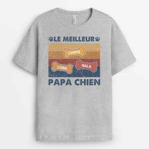 T-shirt Le Meilleur Papa Chien Os Personnalise T-shirt Le Meilleur Papa Chien Os Personnalise